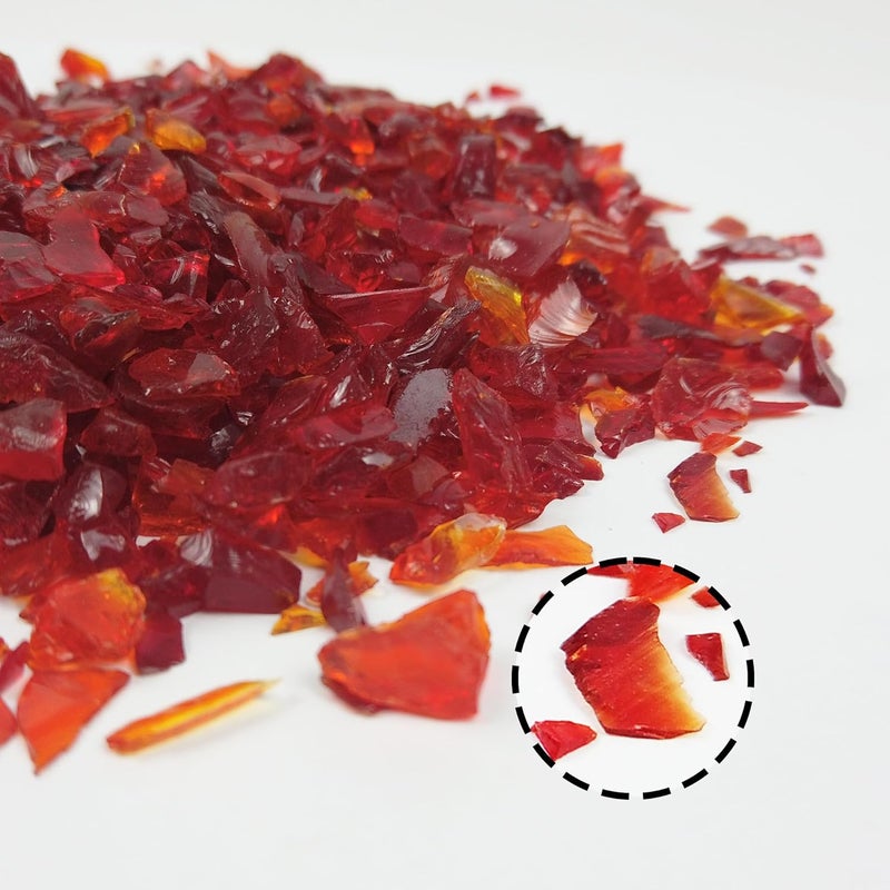 LUSTERING High Luster Crushed Glass Glitter, 6-9mm Fire Glass, Broken Glass, Glass Chips for Fire Pit Crafts DIY Epoxy Resin Art, Geode Painting, Vase Filler, Aquarium Garden Decoration,330g (Red) - Image 3